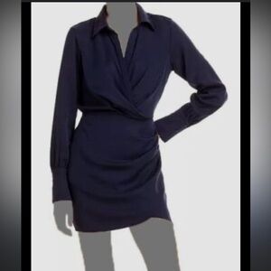 Aqua Navy faux wrap dress